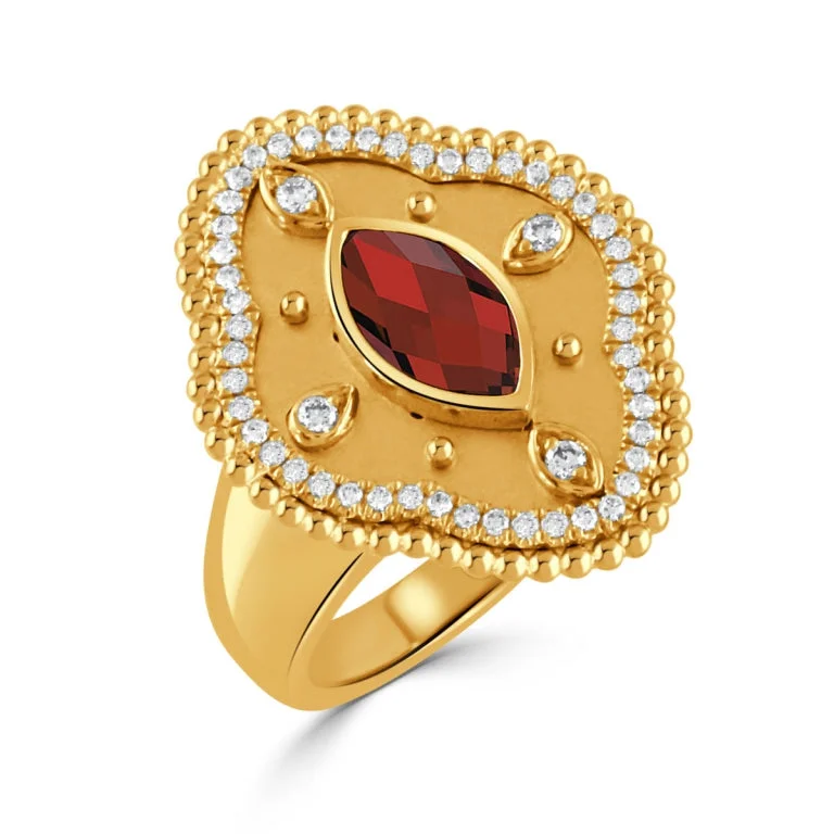 Ladies star-shaped ring -Doves by Doron Paloma Justinian Collection Garnet Ring