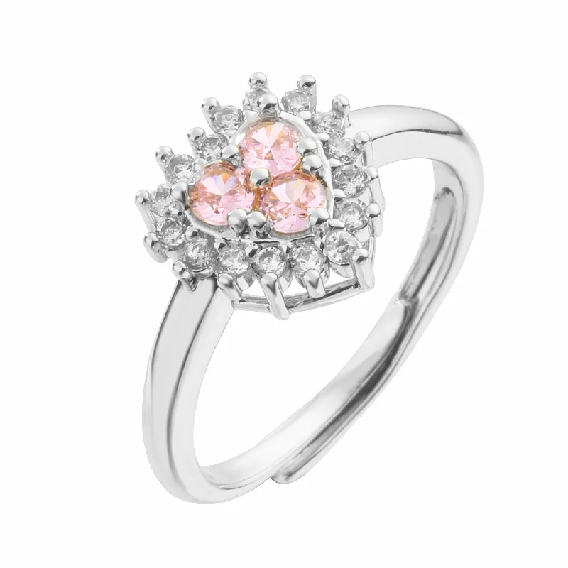 White Gold Pink Diamond Love Heart