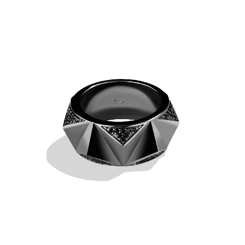 Delicate diamond ring for ladies -DARK ARMOR MEN'S RING 1/6 CT.TW. Black Diamonds Silver with Black Rhodium