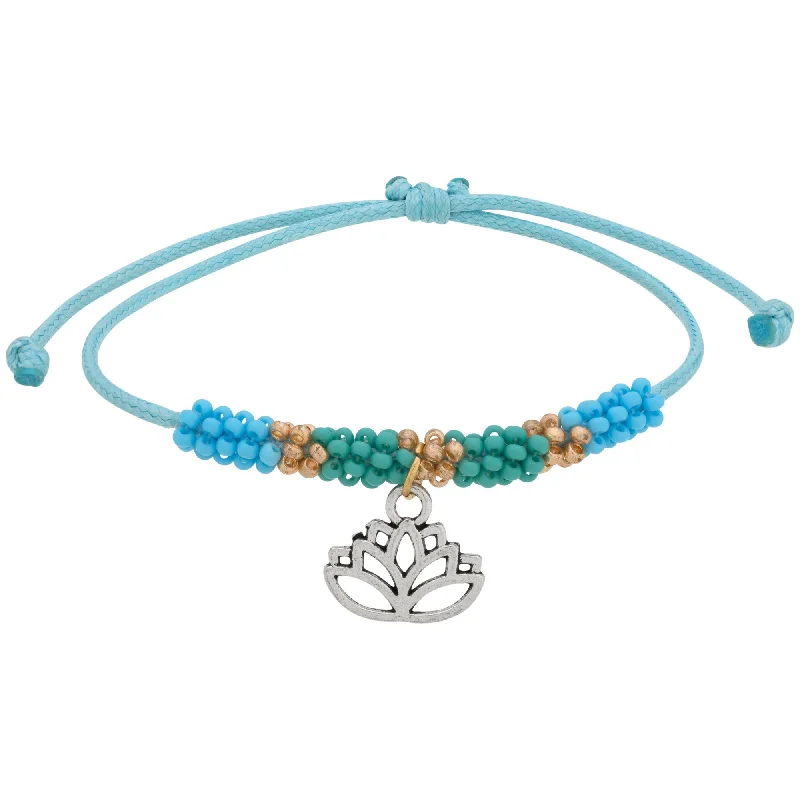 Modern gold geometric bracelets for ladies -Beaded Lotus Aqua Bracelet!