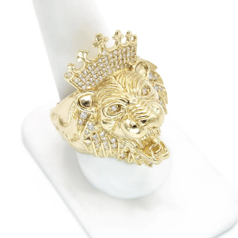 Ladies cushion cut ring -*NEW* 14k Big Lion Head Ring (CZ) JTJ™