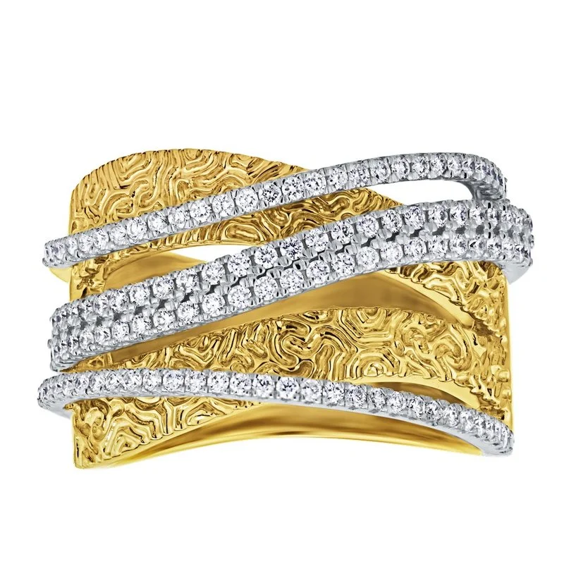 Ladies eternity ring -14k Two-Tone Gold Multi Row Diamond Fashion Ring