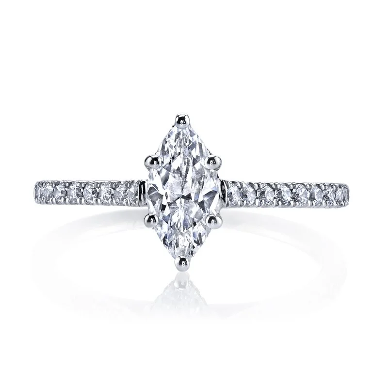 Ladies crystal ring -Solitaire Ring Setting With Diamond Band