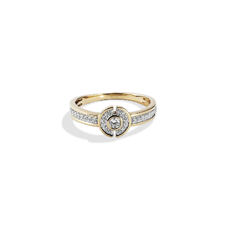 Ladies bold diamond ring -THREEPIO SERIES WOMEN'S RING 1/5 CT.TW. White Diamonds 10K Yellow Gold