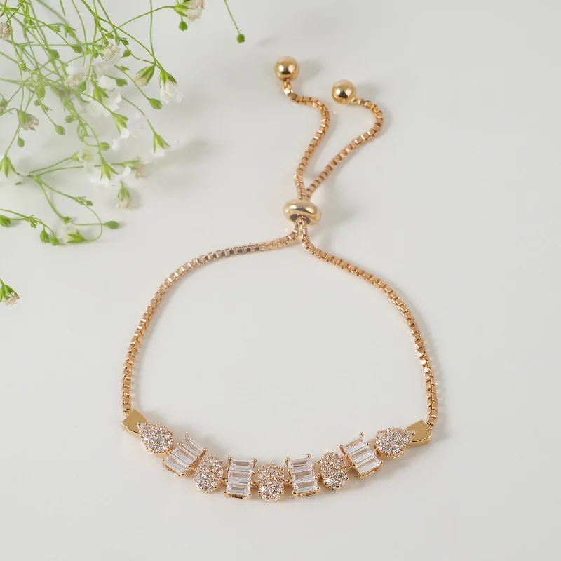 Classic gold tennis bracelets for women -Elegant cz diamond studded openable bracelet