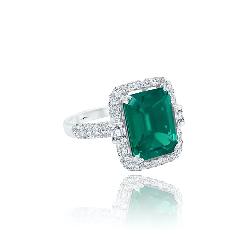 Ladies garnet ring -Emerald & Diamonds "madison" Ring