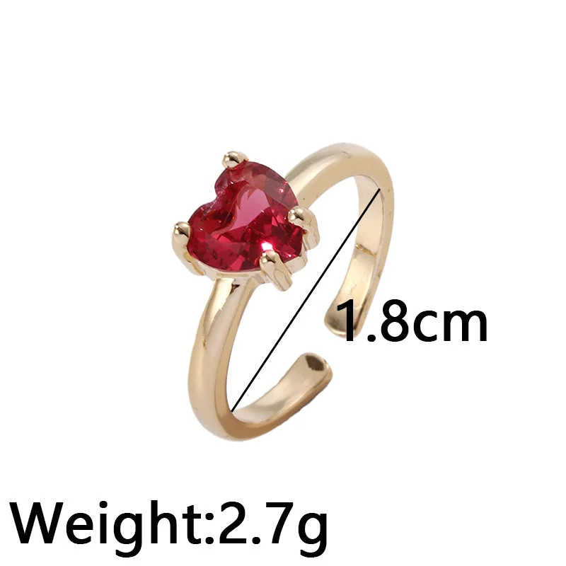 Simple platinum ring for women -Sweet Korean Style Heart Shape Copper Inlay Zircon Open Rings