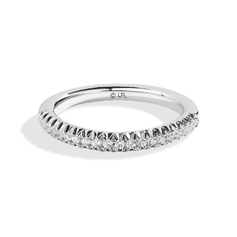 Elegant cocktail ring for ladies -GUARDIANS OF LIGHT 1/5 CT.TW Diamond Wedding Band, 14K White Gold