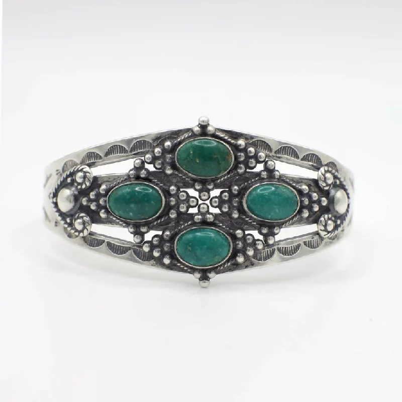 Classic gold tennis bracelets for women -Vintage Maisels Sterling Silver Fred Harvey Era Genuine Turquoise Cuff Bracelet