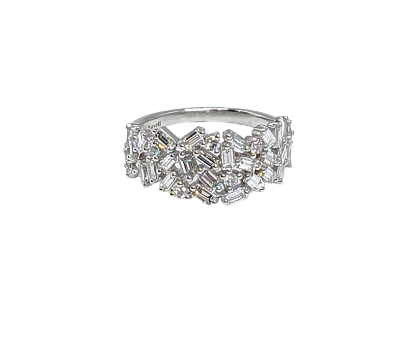 Ladies geometric band ring -18k White Gold Diamond Ring