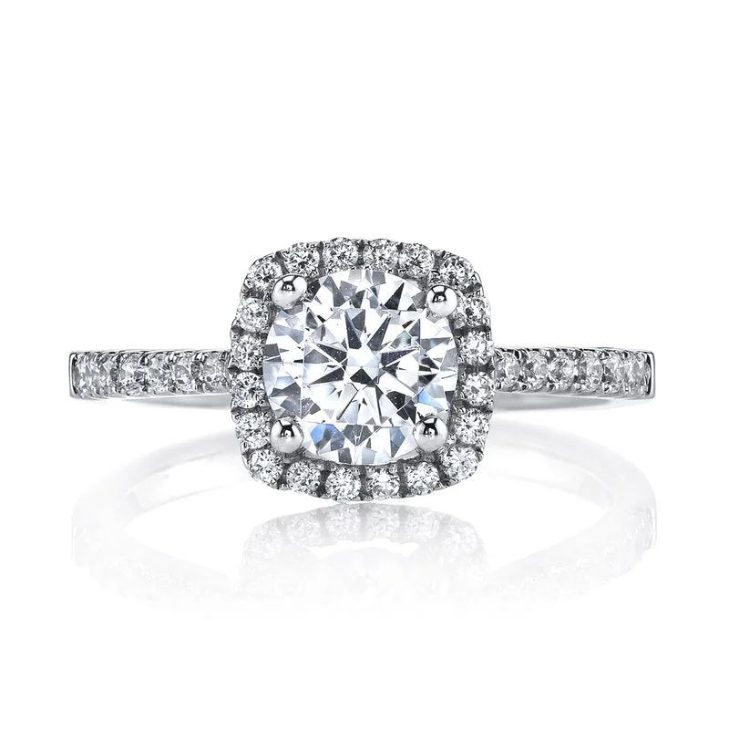 Dainty stackable ring for ladies -Solitaire Ring Setting with Diamond Halo and Band