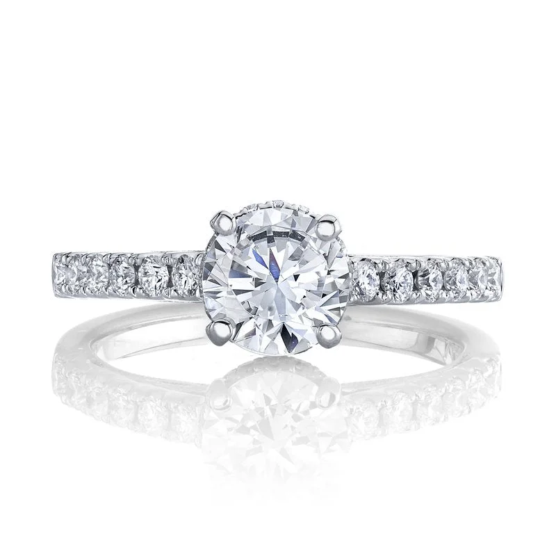 Bold statement ring for women -Solitaire Ring Setting With Diamond Band, Undergallery and Hidden Halo