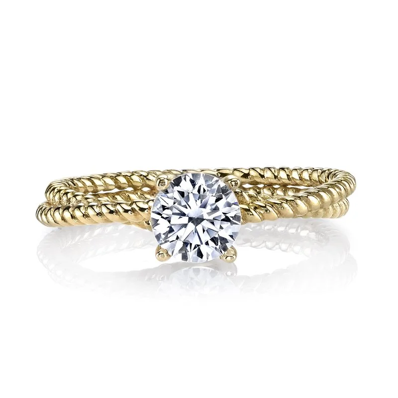 Ladies geometric ring -14k Twisted Rope Design Solitaire Ring Setting