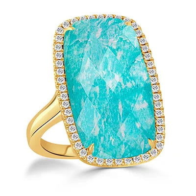 Simple band ring for women -Doves by Doron Paloma Amazon Breeze Collection Amazonite Ring