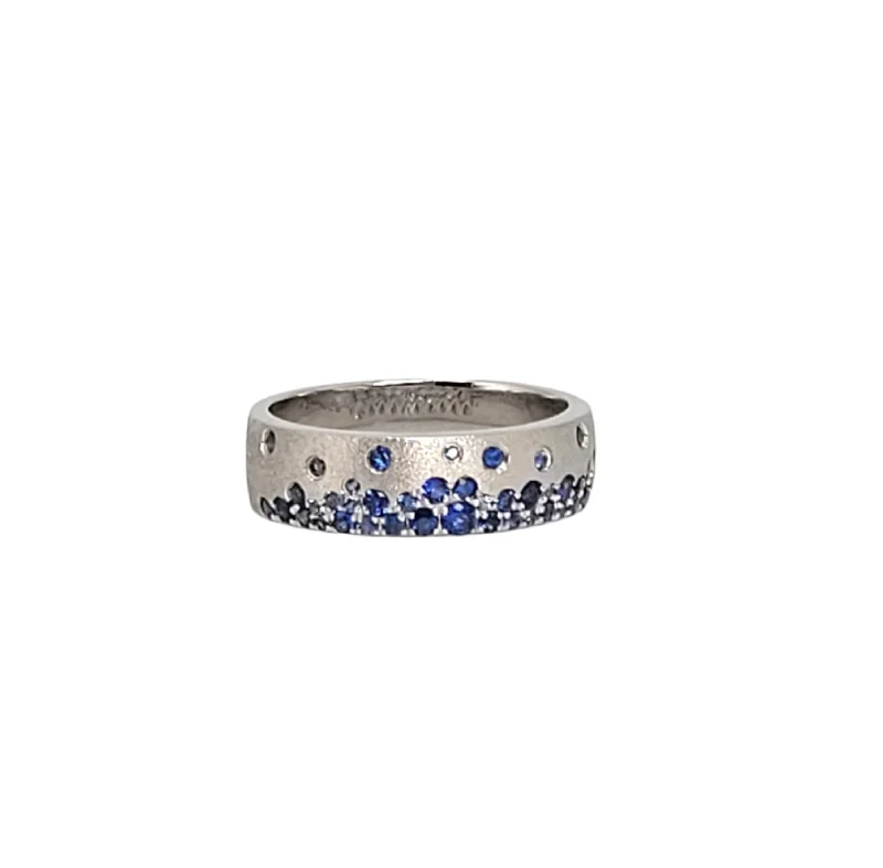 Simple silver gemstone ring for ladies -Dilamani 14k White Gold and Sapphire "Confetti" Ring