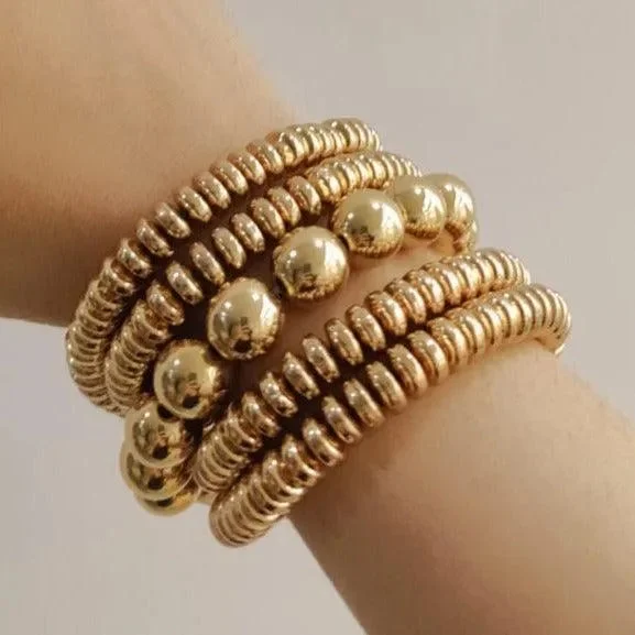 Ladies intricate filigree bracelets -TFC Rings of Gold with Lucky Balls Gold Plated Stacked Bracelet (Set of 5)