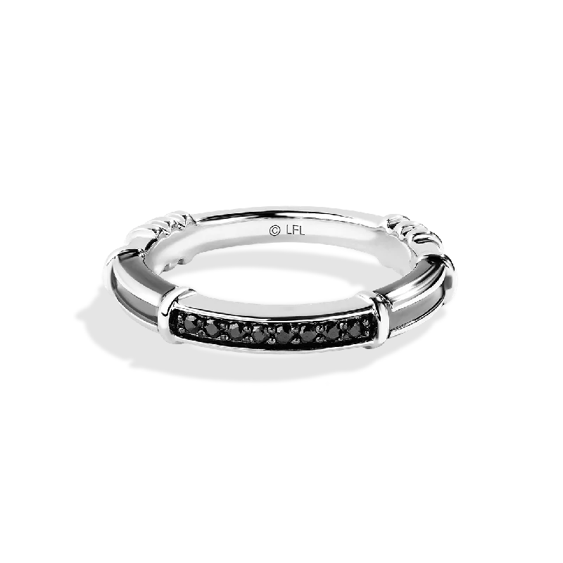 Ladies pear-shaped ring -DARK ARMOR WEDDING BAND 1/10 CT.TW.  Black Diamonds, 14k White Gold with Black Rhodium