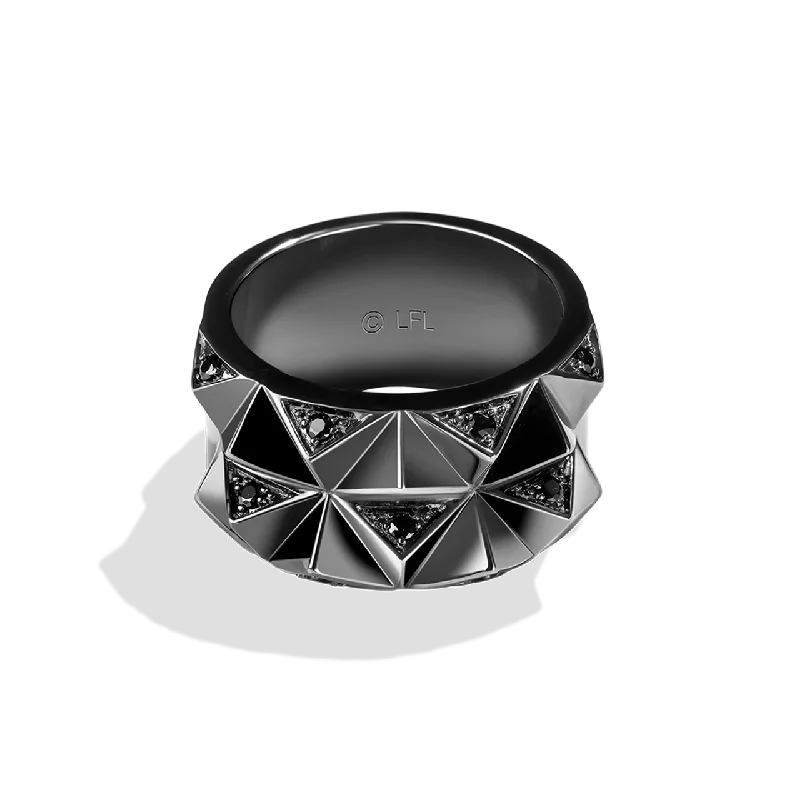 Ladies marquise cut ring -DARK ARMOR WOMEN'S RING       Black Diamond Accent Silver with Black Rhodium