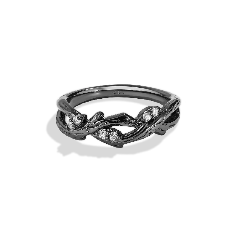 Ladies rose gold ring -THE DAGOBAH WOMEN'S RING 1/10 CT.TW. White Diamonds Silver and Black Rhodium