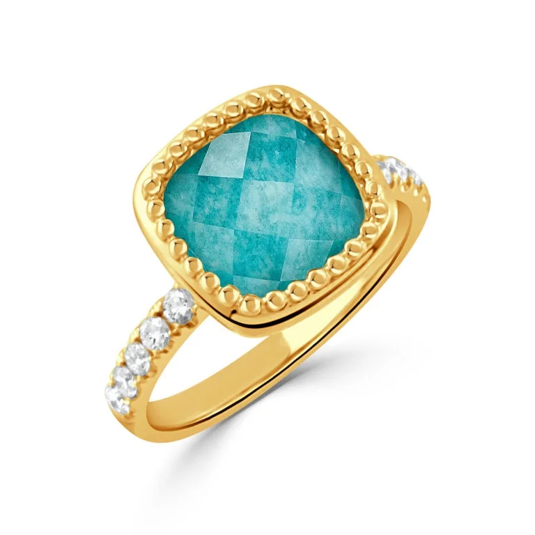 Ladies emerald cut ring -Doves by Doron Paloma Justinian Collection Amazonite Ring