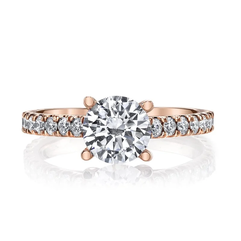 Classic silver ring for women -Solitaire Ring Setting With Diamond Band