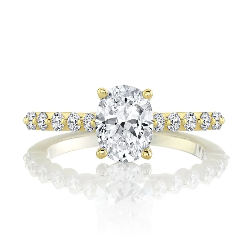 Ladies floral gemstone ring -Solitaire Ring Setting with Diamond Band