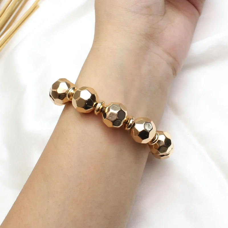 Ladies playful heart bracelets -TFC Textured Beads Gold Plated Adjustable Bracelet