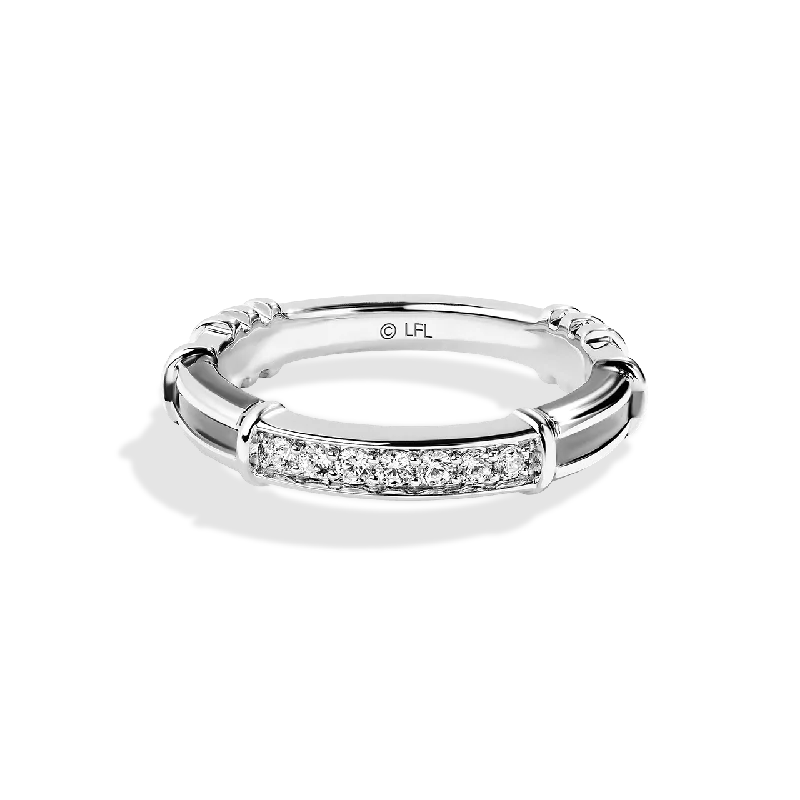 Ladies sapphire ring -DARK ARMOR WEDDING BAND 1/6 CT.TW.  Diamonds, 14K White Gold with Black Rhodium