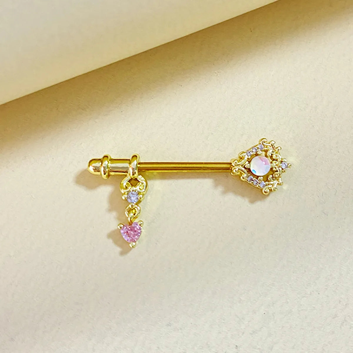 Ladies pear-shaped ring -Sweet Streetwear Heart Shape Stainless Steel Plating Inlay Zircon 14k Gold Plated Nipple Ring