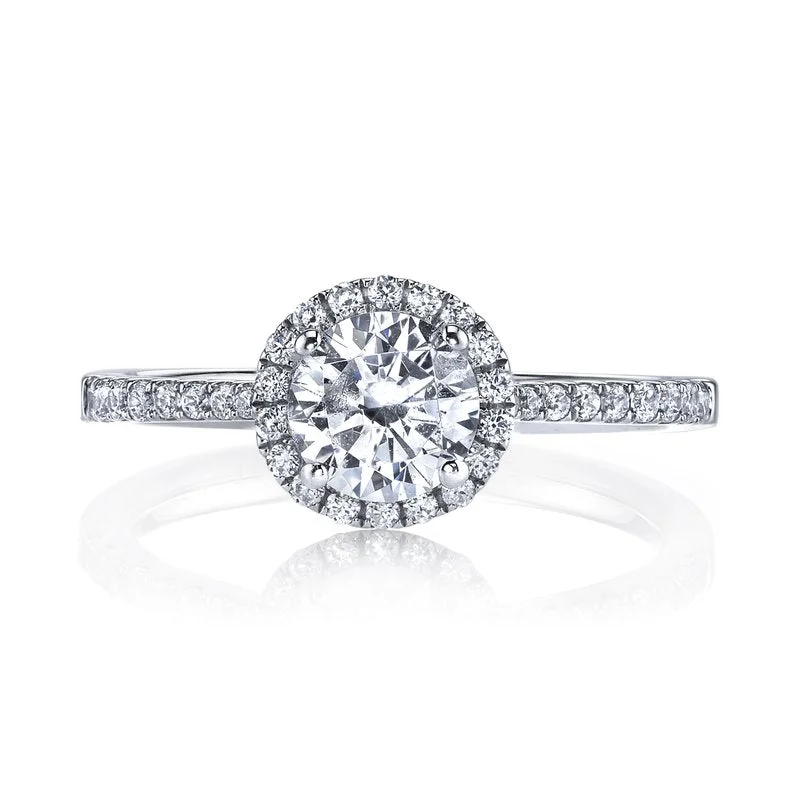 Classic halo ring for women -Solitaire Ring Setting With Diamond Halo and Band