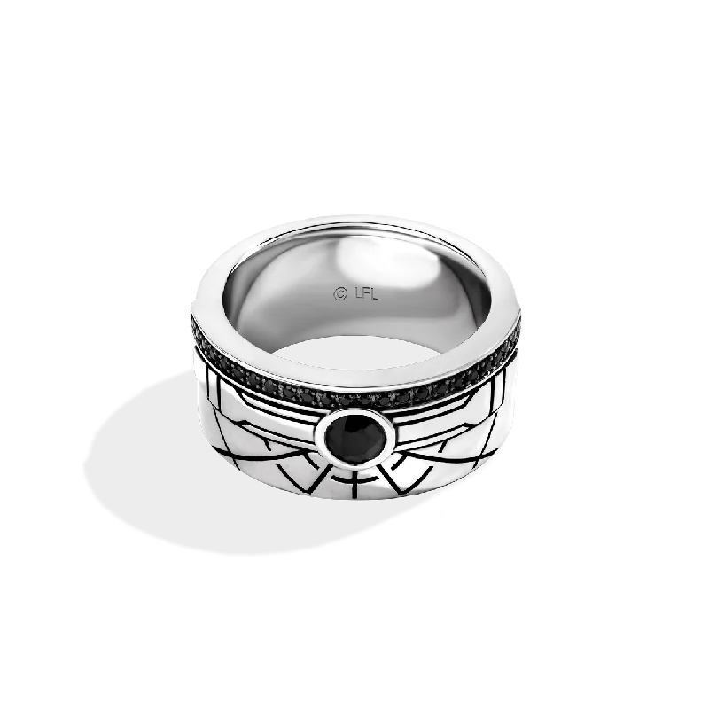 Ladies elegant vintage ring -MILLENNIUM FALCON MEN'S RING 1/10 CT.TW. Black Diamonds, Black Onyx in Sterling Silver with Black Rhodium