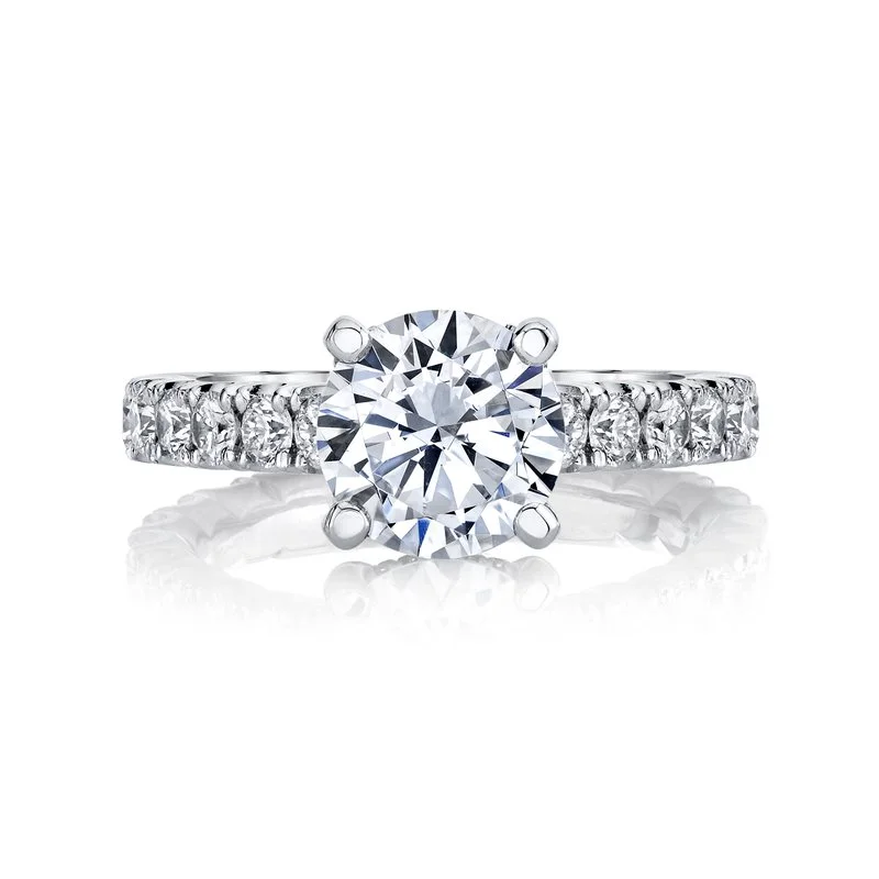 Ladies elegant halo ring -Solitaire Ring Setting with Diamond Band and Hidden Halo