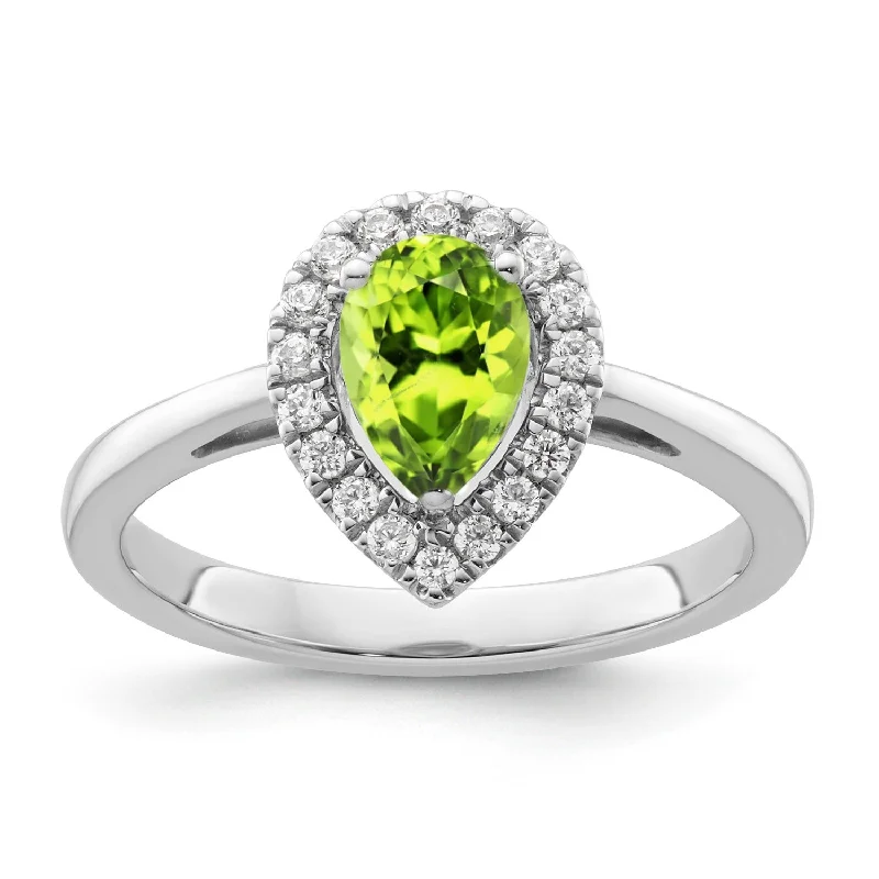 Ladies heart-shaped ring -Peridot Diamond Halo Ring