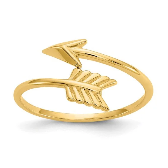 Modern gold ring for women -14k Yellow Gold Arrow Bypass Ring