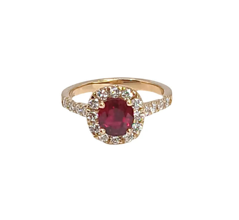 Simple platinum ring for women -18k Yellow Gold Ruby and Diamond Ring