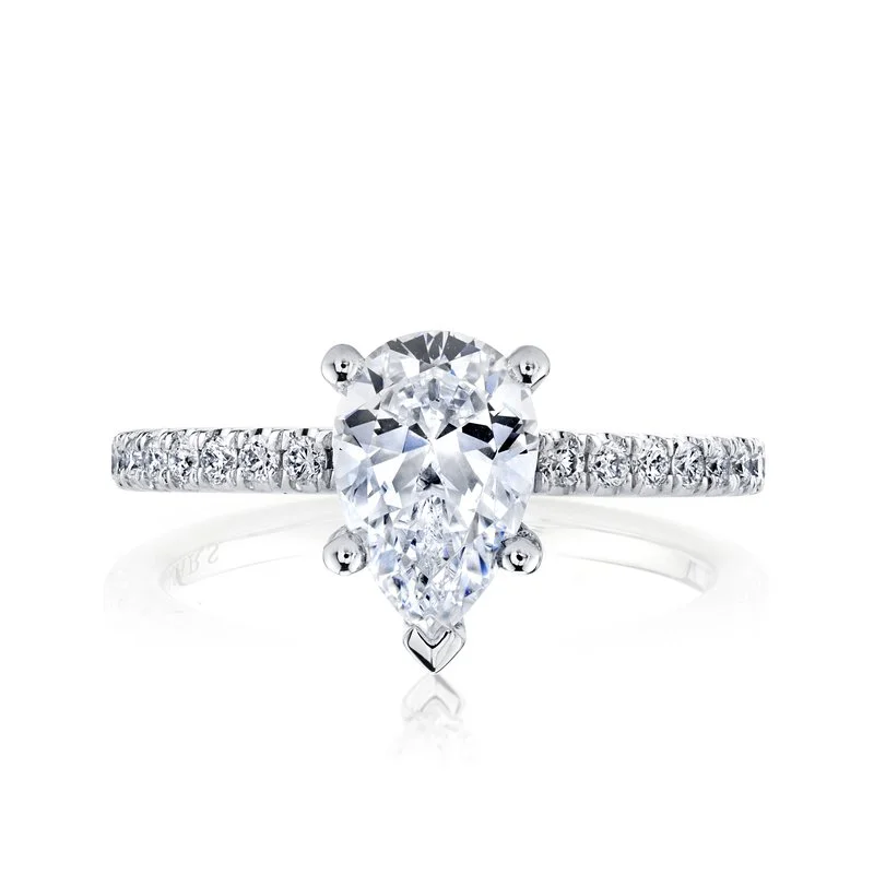 Ladies three-stone ring -Solitaire Ring Setting with Diamond Band