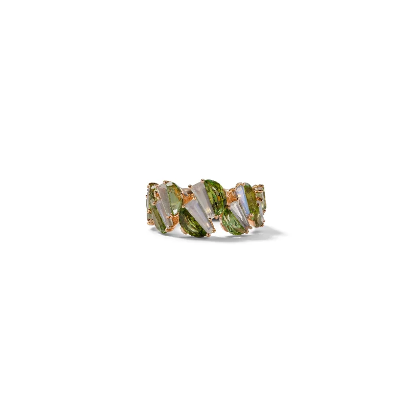 Ladies tribal ring -Graduated Woven Ring - Green Tourmaline