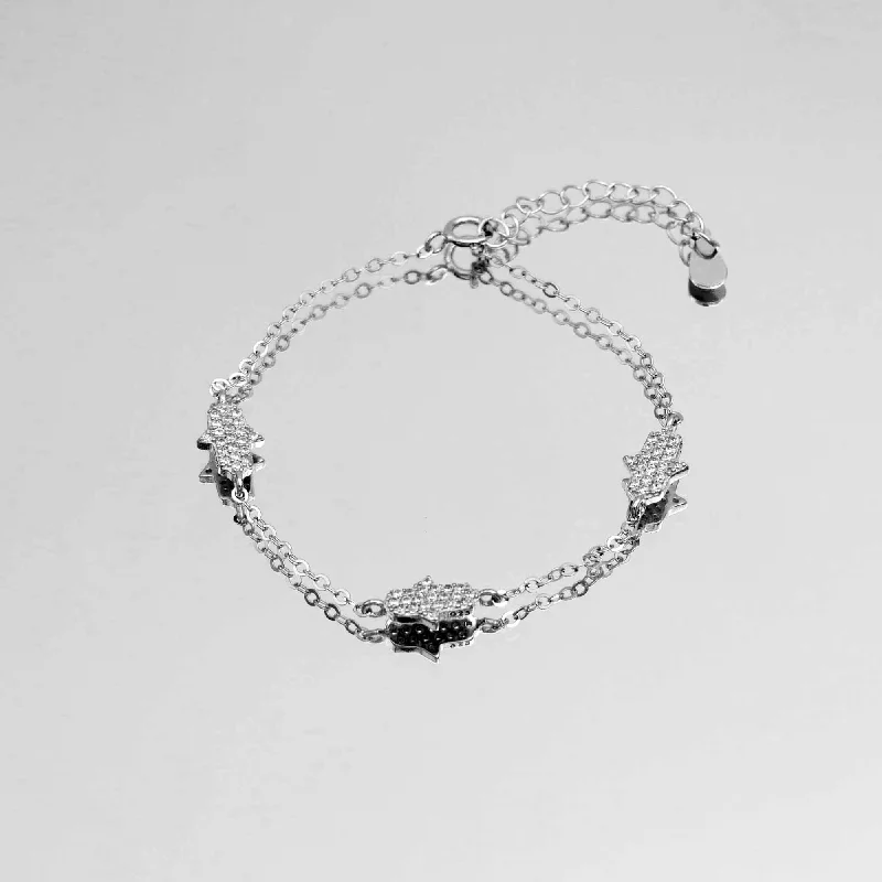 Elegant silver beaded bracelets for women -Hand of Hamsa Bracelet | Silver