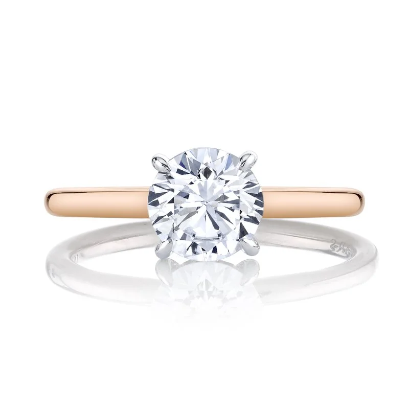 Ladies cushion cut ring -Solitaire Ring Setting with Hidden Halo