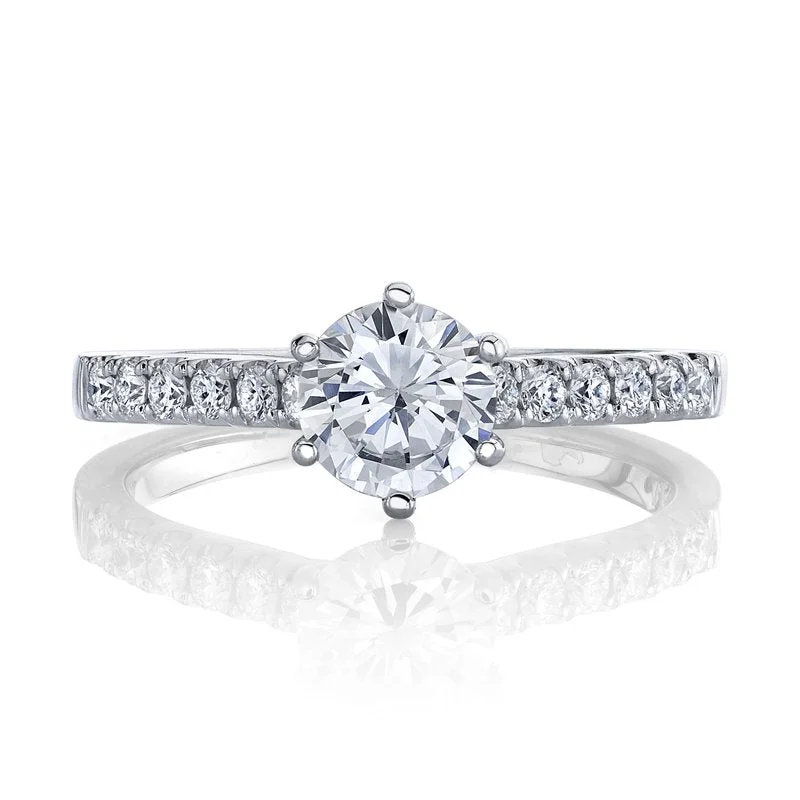 Vintage-inspired ladies ring -Solitaire Ring Setting With Diamond Band