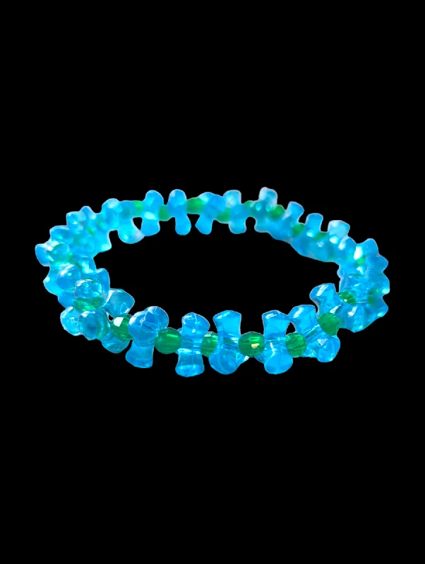 Elegant silver beaded bracelets for women -Y2K Click Clack Gummi Bracelet in Blue and Green