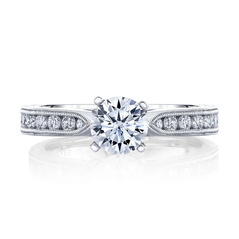 Ladies marquise cut ring -Solitaire Ring Setting With Channel Set Diamond Band