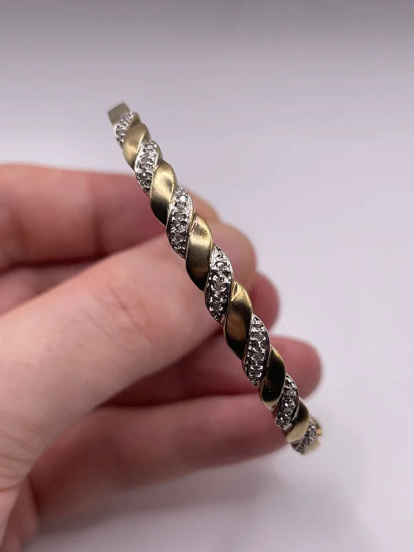 Vintage crystal beaded bracelets for women -9ct gold diamond bangle