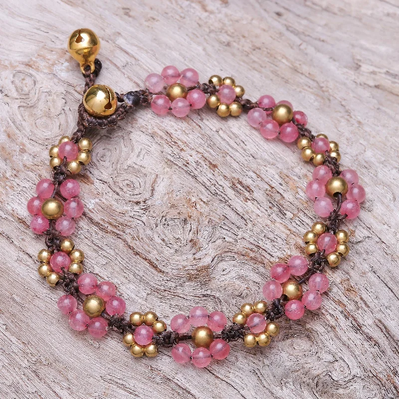 Ladies unique moon phase bracelets -Blooming with Love Pink Quartz Beaded Macrame Bracelet from Thailand