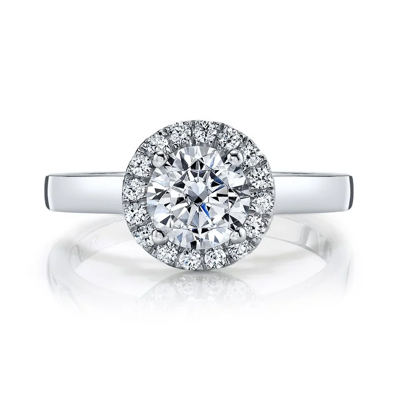 Trendy cocktail ring for women -Solitaire Ring Setting With Diamond Halo