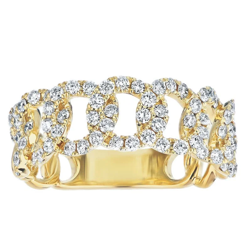 Ladies emerald cut ring -14k Yellow Gold Chain Link Diamond Fashion Ring