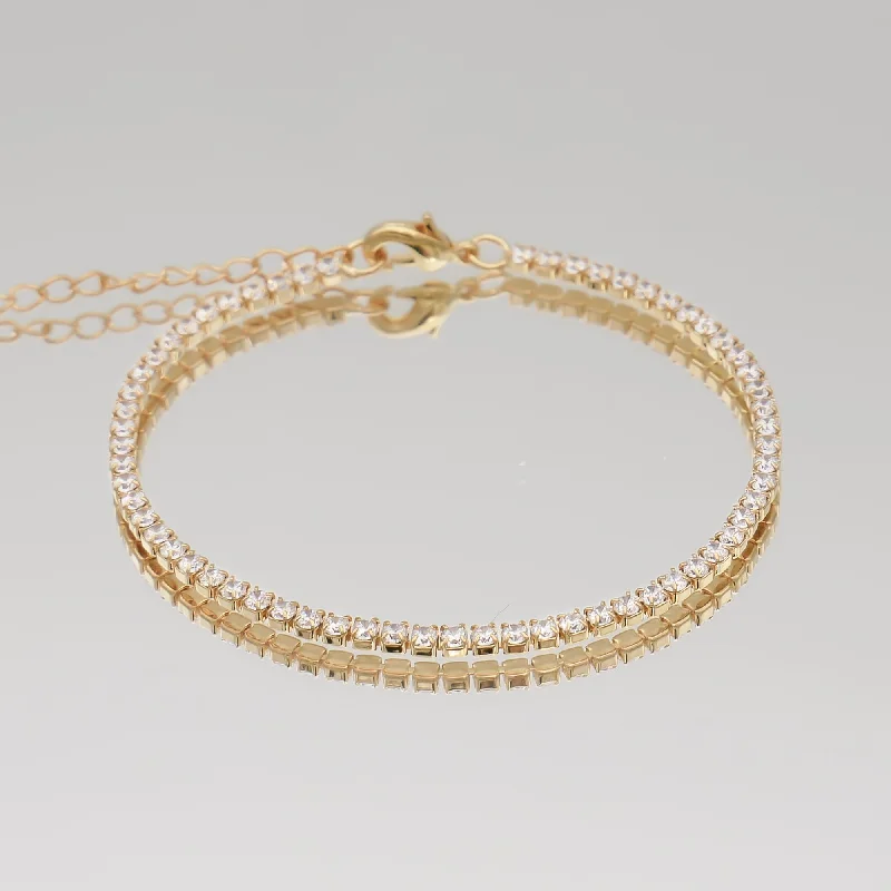 Trendy gold chain bracelets for women -Icy Tennis CZ Bracelet