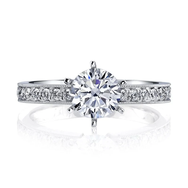 Elegant diamond band ring for women -Solitaire Ring Setting With Diamond Band