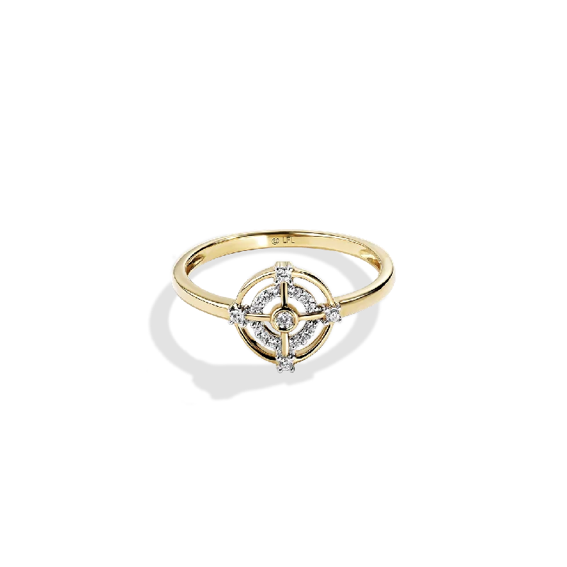 Classic silver ring for women -THREEPIO SERIES WOMEN'S RING 1/10 CT.TW. White Diamonds 10K Yellow Gold