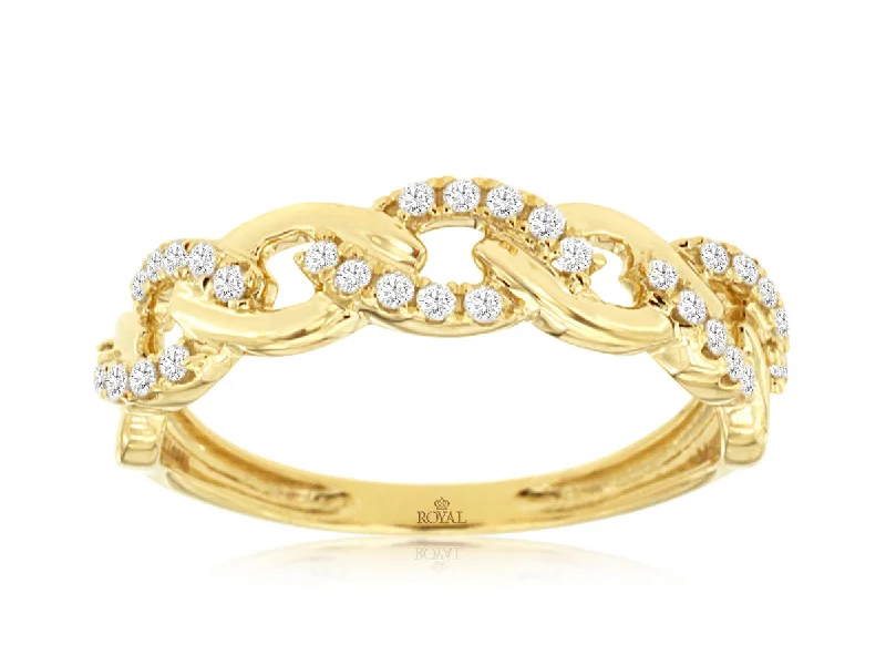 Ladies diamond ring -14k Yellow Gold Diamond Chain Link Ring